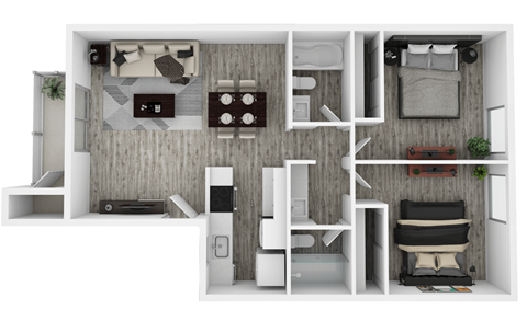 Floor plan for 2 beds, 2 baths, 850 sqft